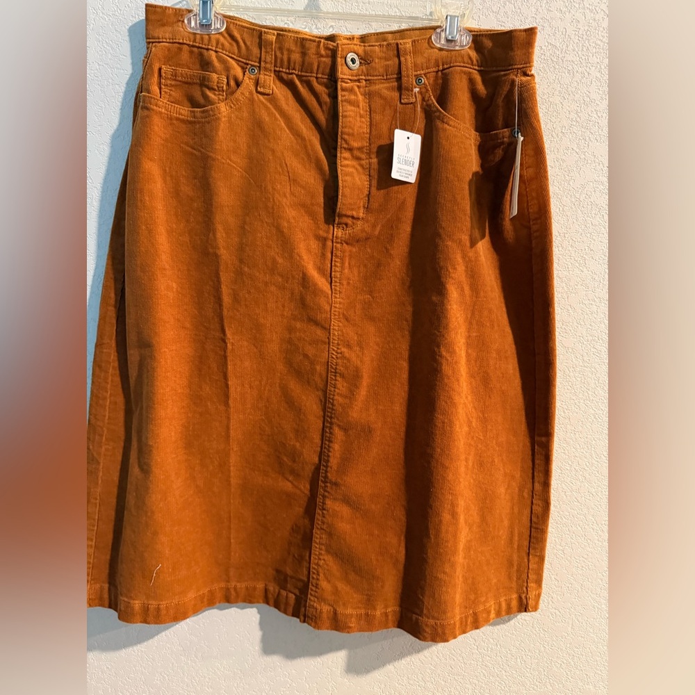 St. John's Bay Women's Rust Corduroy Midi Skirt